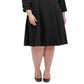 Tommy Hilfiger Women's Long Sleeve Knee Length Fit Flare Dress Black Size 14W