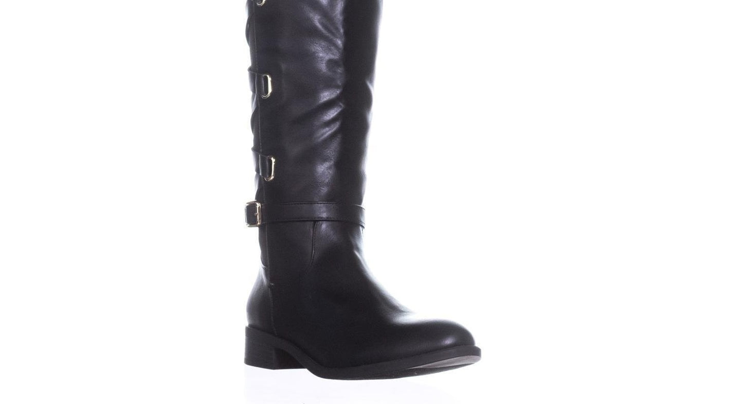 Thalia Sodi Women's Veronika Closed Toe Knee High Wide Calf Fashion Boots Black Size 8W