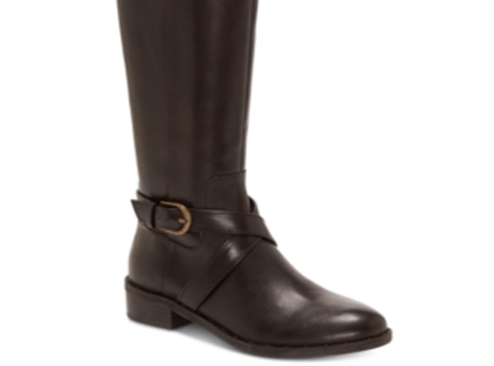 INC International Concepts Women's Fadora Boot Leather Round Toe Black