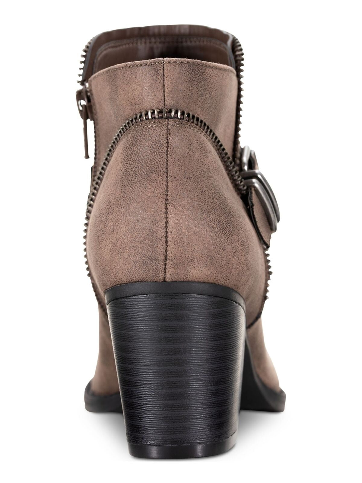 American Rag Women's Zipper Trim Buckle Accent Comfort Milly Round Toe Block Heel Zip up Booties Brown Size 9 M