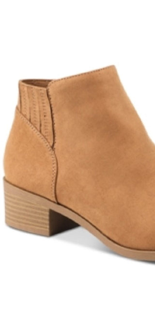 American Rag Women's Stretch Gore Padded Tori Pointed Toe Block Heel Zip up Booties Brown Size 7 M