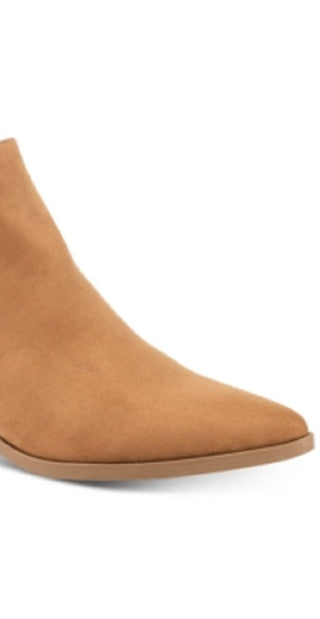 American Rag Women's Stretch Gore Padded Tori Pointed Toe Block Heel Zip up Booties Brown Size 7 M