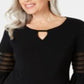 JM Collection Women's Keyhole Bell Sleeve Top Black Size Small