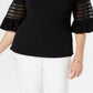 JM Collection Women's Keyhole Bell Sleeve Top Black Size Small