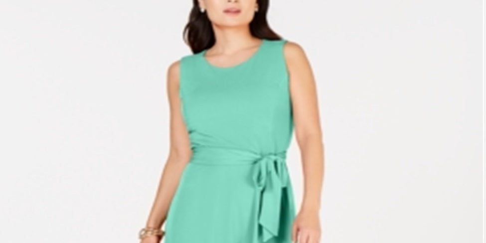 Charter Club Women's Tie Waist Midi Dress Green Size XL