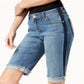 INC International Concepts Women's Contrast Trim Cuffed Denim Shorts Blue Size 4 Petite