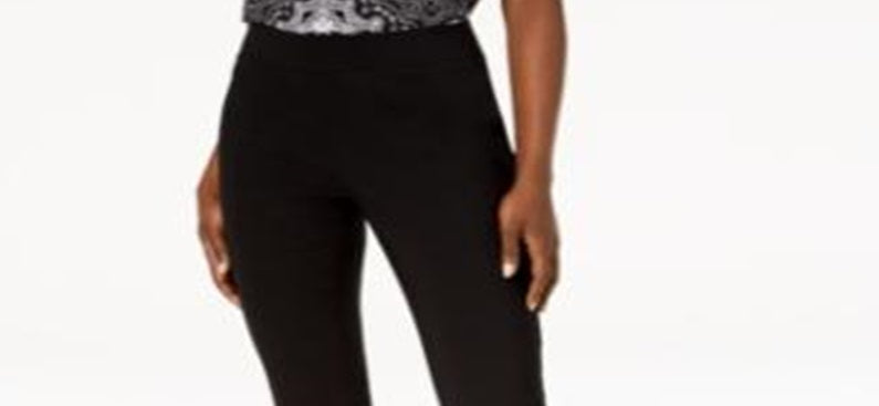 INC International Concepts Women's Studded Ruffle Hem Pants Black Size 0 Petite