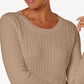 Karen Scott Women's Cable Knit Crewneck Sweater Brown Size Small
