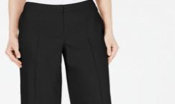 Alfani Women's Wide Leg Linen Pants  Black Size 0 Petite