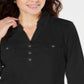 Karen Scott Women's 3/4 Sleeve Polo Shirt  Black Size Petite S