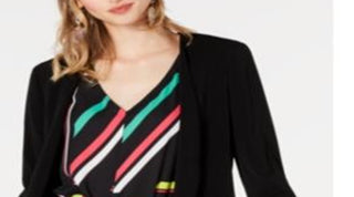 Bar III Women's Open Front Tie Side Jacket Black Size X-Small