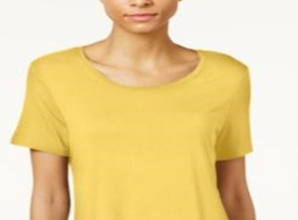 JM Collection Women's Shirttail Hem Top Yellow Size Petite L