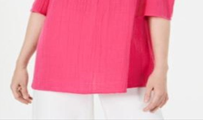 Style & Co Women's Knit Embroidered Cold Shoulder Top Pink Size Small