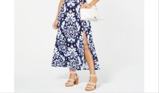 INC International Concepts Women's Printed Maxi Dress Blue Size Petite Small