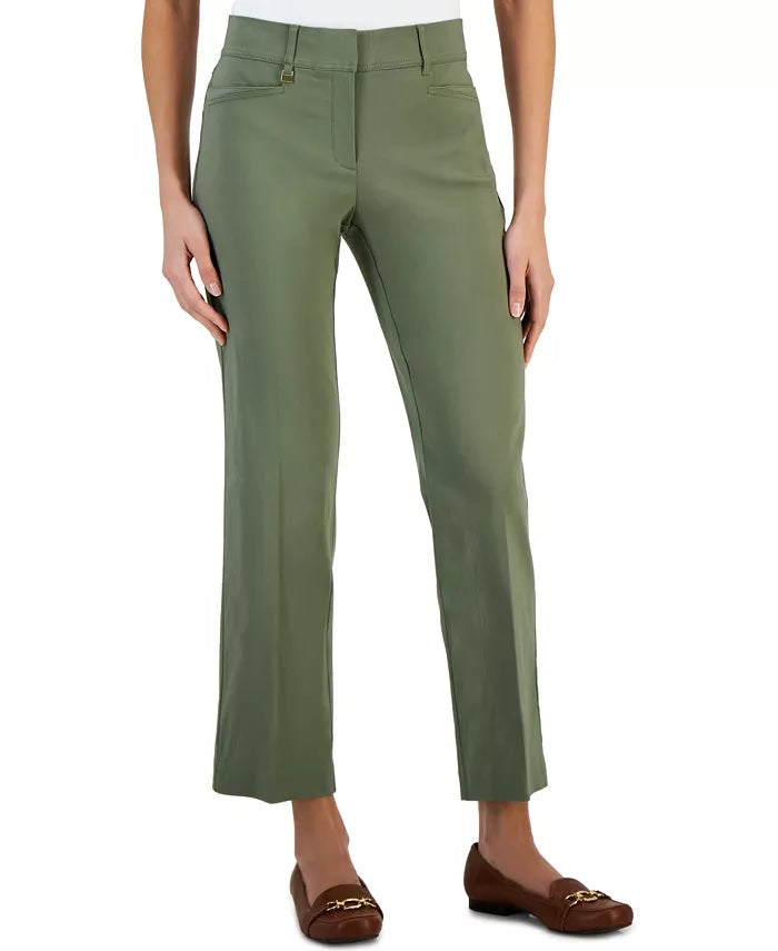 Jm Collection Regular and Short Length Curvy-Fit Straight-Leg Pants Green Size 16 S