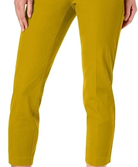 Alfani Women's Hollywood Waist Skinny Ankle Pants Yellow  Size 4 Petite