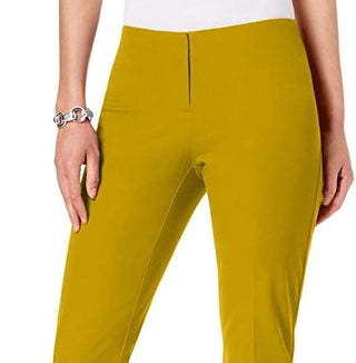 Alfani Women's Hollywood Waist Skinny Ankle Pants Yellow  Size 4 Petite