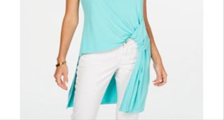 Alfani Women's High Low Tunic Top Green  Size Petite XL