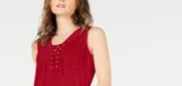 INC International Concepts Women's Lace up Top Red Size Petite XL