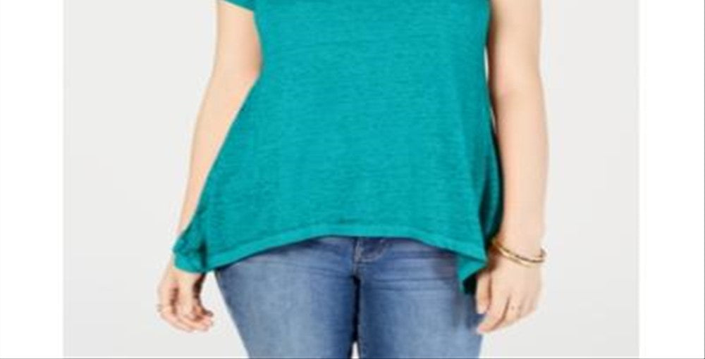 Style & CoWomen's Cap Sleeve Handkerchief Top Light Green Size Large