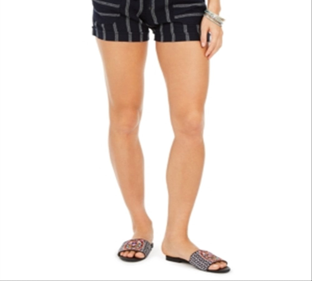 Style & CoWomen's Striped Linen Blend Shorts Blue Size Large