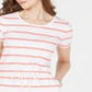 Charter Club Women's Striped Drawstring Dress White Combo Size Small