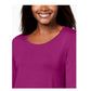 JM Collection Women's Three Quarter Sleeve Top Purple Size Petite L