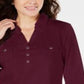 Karen Scott Women's Cotton Johnny Collar Utility Shirt Red Size Large