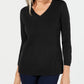 Karen Scott Women's Ribbed V Neck Sweater Black Size X-Small