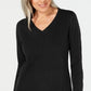 Karen Scott Women's Ribbed V Neck Sweater Black Size X-Small