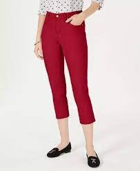 Charter Club Women's Tummy Control Bristol Capri Jeans Red Size 10 Petite
