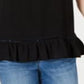 Style & Co Women's Ruffle Hem Open Trim Top Black Size Medium