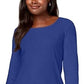 Karen Scott Women's Cotton Scoop Neck Top Blue Size PSM