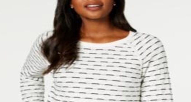 Karen Scott Women's Textured Sweater White Size Petite