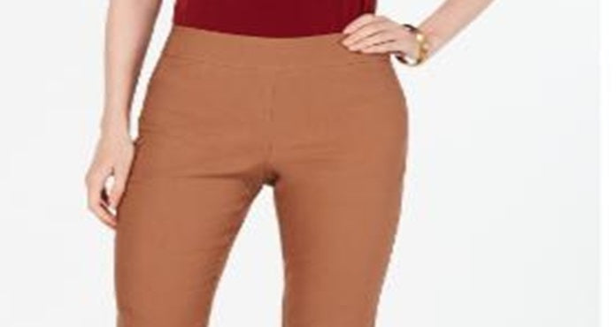 Charter Club Women's Cambridge Skinny Pull on Tummy Control Pants Brick Size 16