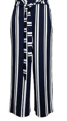 Charter Club Striped Belted Jumpsuit Navy Size L