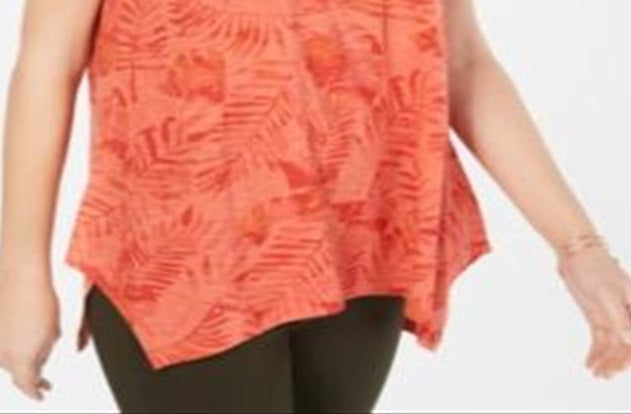 Style & Co Women's Burnout Sleeveless T-Shirt Red Size Small