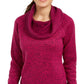 ID Ideology Women's Cowl Neck Fleece Pullover Sweater Pink Size Large