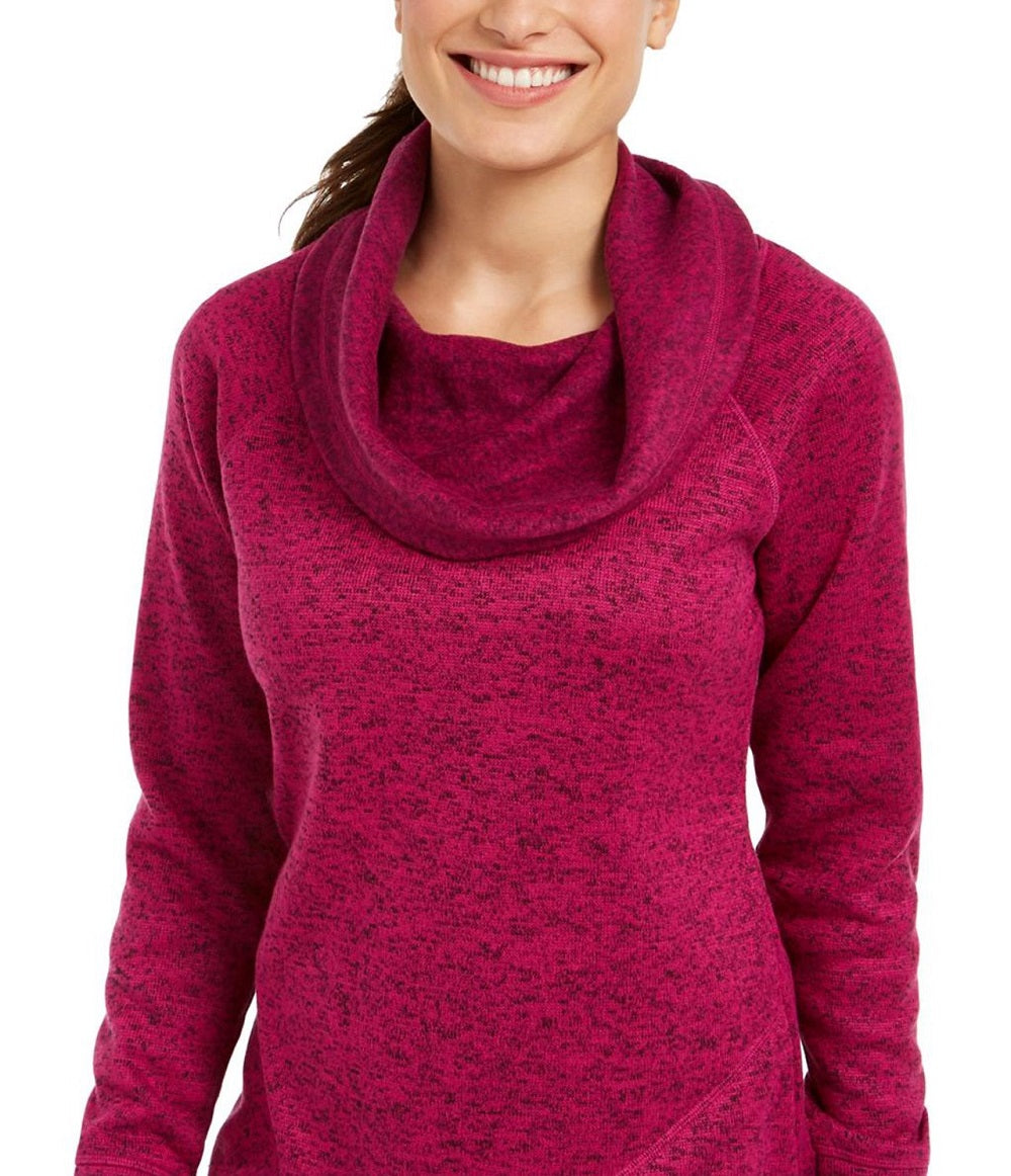 ID Ideology Women's Cowl Neck Fleece Pullover Sweater Pink Size Large