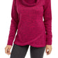 ID Ideology Women's Cowl Neck Fleece Pullover Sweater Pink Size Large