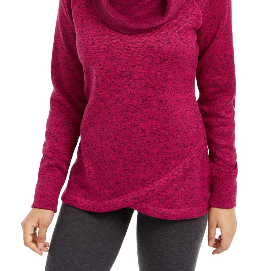 ID Ideology Women's Cowl Neck Fleece Pullover Sweater Pink Size Large