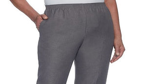 Alfred Dunner Women's Classics Pull on Straight Leg Pants Gray Size 10