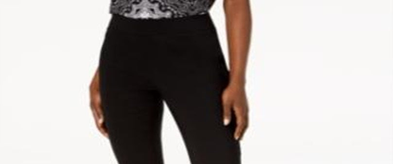 INC International Concepts Women's Studded Ruffle Hem Pants Black Size 8 Petite