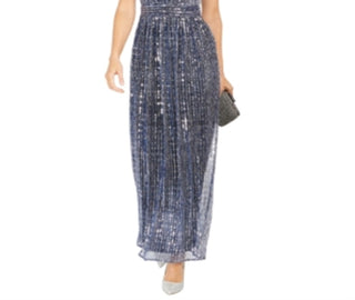 INC International Concepts Women's Sparkle Halter Dress Blue Size 12