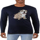 Club Room Men's Christmas Bulldog Graphic Holiday T-Shirt Blue Size XX-Large
