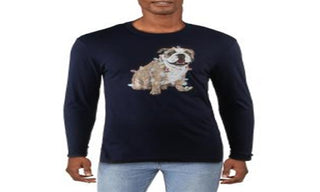 Club Room Men's Christmas Bulldog Graphic Holiday T-Shirt Blue Size XX-Large