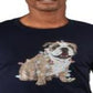 Club Room Men's Christmas Bulldog Graphic Holiday T-Shirt Blue Size XX-Large
