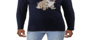 Club Room Men's Christmas Bulldog Graphic Holiday T-Shirt Blue Size XX-Large