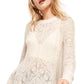 Free People Women's Lace Long Sleeve Crew Neck Tunic Tunic Top Brown Size X-Large