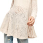 Free People Women's Lace Long Sleeve Crew Neck Tunic Tunic Top Brown Size X-Large